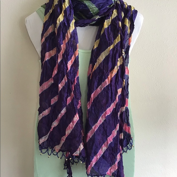 New Beach Navy Striped Scarf Wrap Pareo - Picture 7 of 10